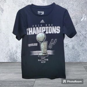 San Antonio Spurs Adidas 2014 NBA Champions Locker Room Edition Black tee sz S